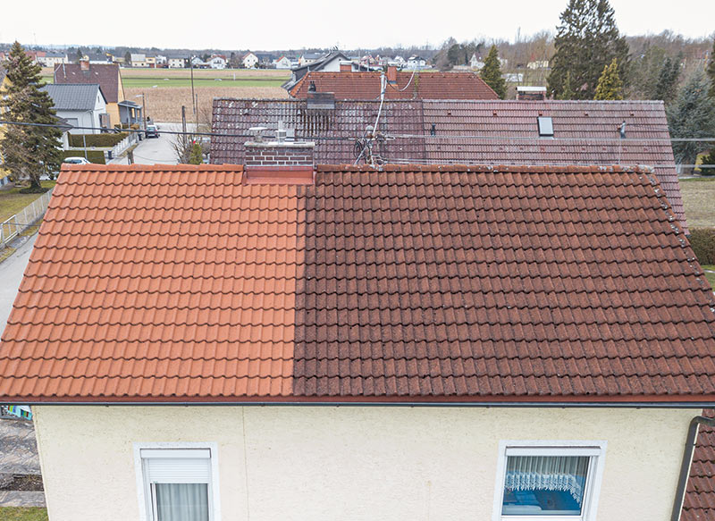 Dachreinigung Hälfte